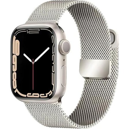Nytt armband kompatibelt med Apple Watch-armband för damer 40 mm 38 mm 44 mm 45 mm 42 mm 41 mm 49 mm Serie 10 9 8 SE, Dubbel Magnetisk Stai Starlight