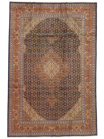 Hand Knotted Tabriz 40 Raj Rug 194X291 Wool Brown/Black