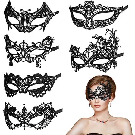 Venetianske masker 6 stykker Mardi Gras masker til maskerade nat Halv ansigts blonde masker til Mardi Gras masker Halloween maskerade