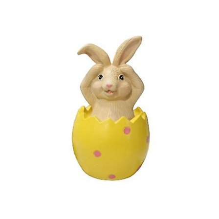 Påske Harpiksmalede kaniner sidder på æggeskalsornamenter til dekorering af gaver