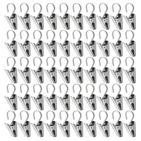 50 stk gardinklemmer i rustfrit stål med krog til gardinfotos