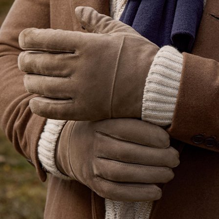 Hiems | Tan Suede Leather Gloves for Men - Winter Gloves
