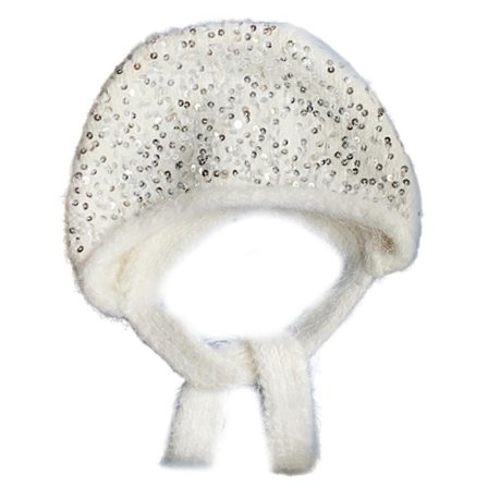 Pailletbesat øreklaphat, hvid, elegant hat, blødt hovedbeklædning, bærbar unisex vinterhat for moderigtig varme i hvid