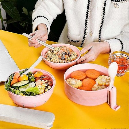 Ramen Skål Set Mikrovågsugn Ramen Kokare Snabbnudlar Skål Med Ätpinnar