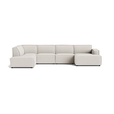 Lyon U-sofa, højrevendt - Modesto Creme - 368x218x80cm - Elegant U-sofa med god komfort - Perfekt til stuen og hyggelige stunder med familie og venner