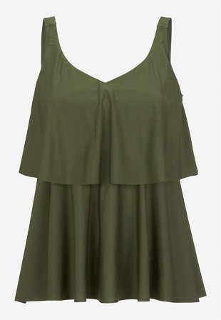 Cellbes of Sweden - Tankinitop med volanter i kakigrøn til damer i størrelse 38