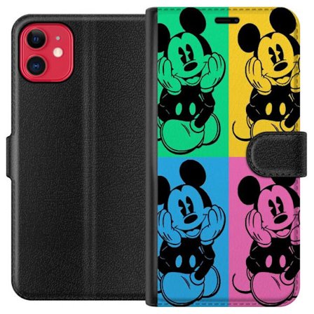 Kompatibelt Plånboksfodral till Apple Apple iPhone 11 Mickey Mouse popkonst affisch färgglad Disney retroserie tecknad ikonisk figur Andy Warhol-sti