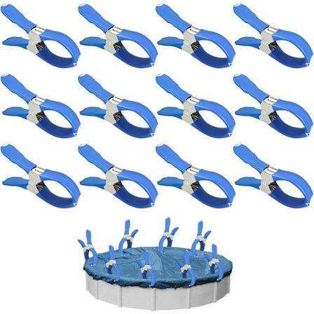 12 stycken metallpoolskyddsklämmor, fästklämmor med skyddsark, poolklämmor för ovan jord, högspänningsskyddsklämmor, pooltillbehör