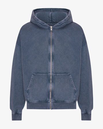 Organic Oversized Zip Hood - Neptune Blue