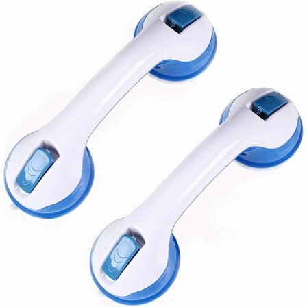 2 stk dusjhåndtak sugekopp, plast badekarhåndtak (ingen boring nødvendig), for baderom, barn og funksjonshemmede (blå)-
