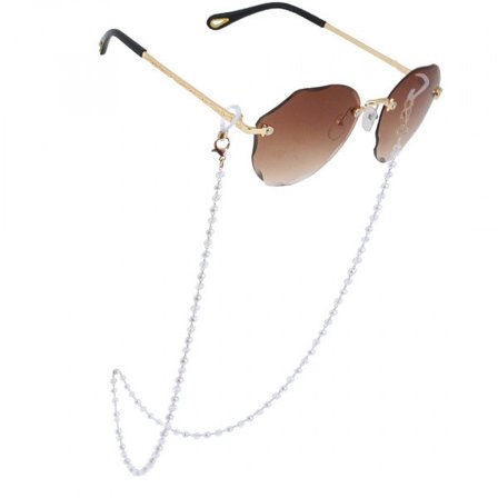 Senilsnöre Glasögonsnöre Glasögonkedja Glasögonsnodd - Guld Färg samt Genomskinliga & Vita Pärlor