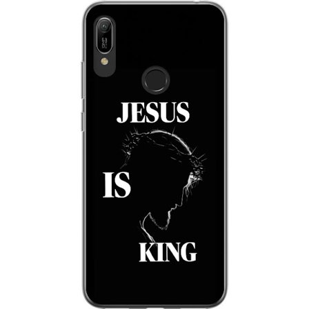 Kompatibel Mobilcover til Huawei Y6 (2019) Farverige kawaii-figurer stakket lodret på en lilla baggrund med bløde former og en legende sød følelse