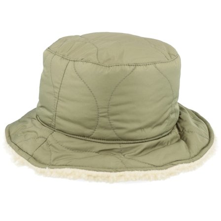 Brixton - Green - bucket - Hat - Petra Reversible Military Olive/Dove Sherpa Bucket - Hatstore