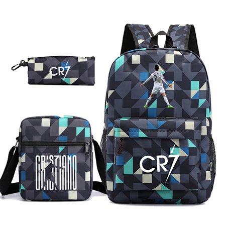 CR7 Ronaldo 3-delars Set Ryggsäck Mochila Barn Kapacitet Väskor-1