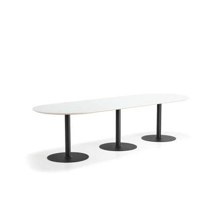 Table METRIC, oval, 3000x1000x720 mm, black/white