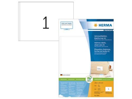 Herma Premium - Papir - matt - permanent selv-adhesiv - hvit - 148.5 x 205 mm 400 etikett(er) laminerte adresseetiketter