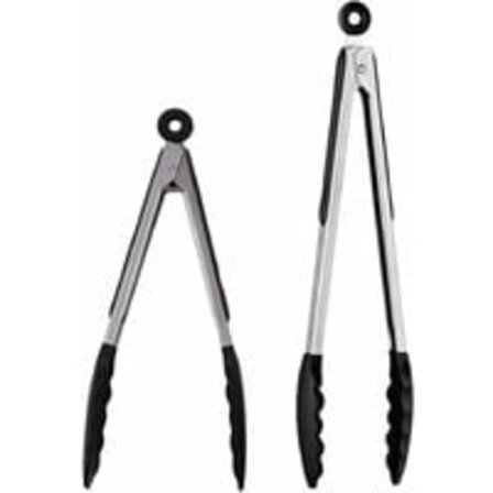 AIDUCHO 2-pak professionelle køkkentænger i rustfrit stål og fødevaregodkendt silikone (sort/12" & 9")