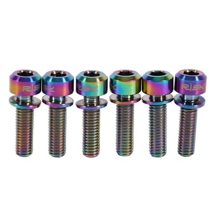 M5 x 18mm Titanium Cykel Frempind Skruer Bolte Med Spacer Cykelpakke Med 6 (regnbue)