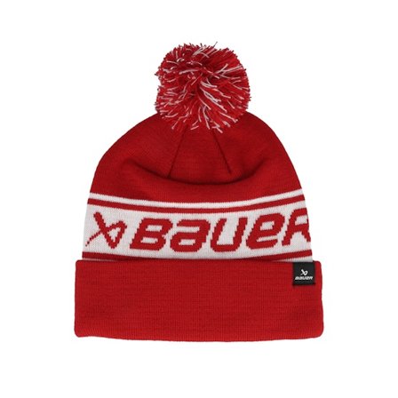 Bauer - Rød pom Lue - Team Ribbed Red Pom @ Hatstore
