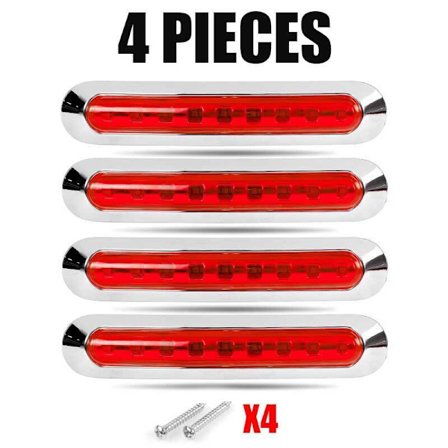 4 st Röda 9 LED Sidomarkörlampor för Lastbil Trailer Husbil