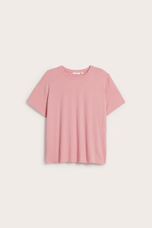 Kappahl | Ribbestrikket T-skjorte Rosa 3XL | Rosa