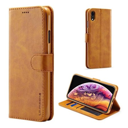 LC.IMEEKE iPhone Xr flip case - Ruskea