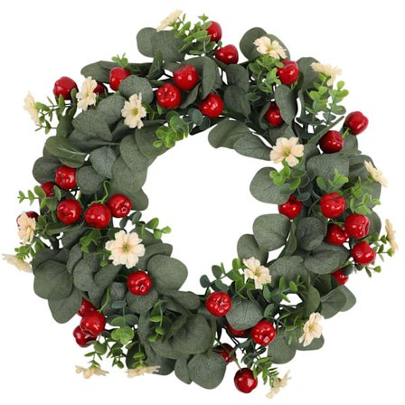 Vit konstgjord krans av eukalyptusblad