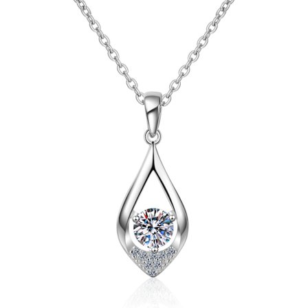 Moissanite vedhæng halskæde, sølv vedhæng halskæde til kvinder med Moissanite diamant, solitaire vedhæng halskæde, 16 tommer kæde og 2 tommer 