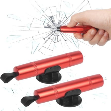 Vindusknuser, sikkerhetsbeltekutter, 2 stk. sikkerhetshammer rød, 2 i 1 sikkerhetshammer og sikkerhetsbeltekutter, bærbar nødutgang for bilen