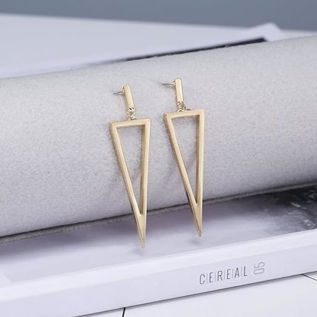 Guld Metal Triangel Danlge Drop Øreringe Til Kvinder Kostume Smykker