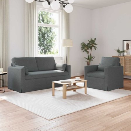 Soffa 140cm 2 pcs Mörkgrå Metall