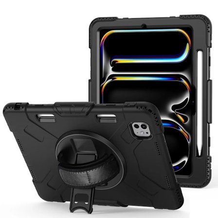 iPad Pro 11 360 graders roterande stöttåligt skal med stativ, kraftigt robust skyddande surfplatteskal kompatibelt med iPad Air 13 Pro 13