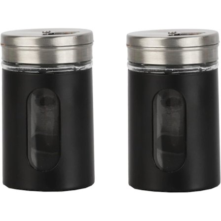 Musta suola- ja pippuripurkki Retro maustepurkit lasi - 2 kpl