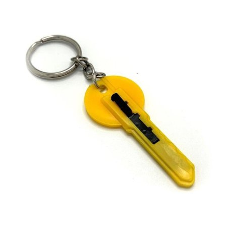 nøglering med nøglekniv gul