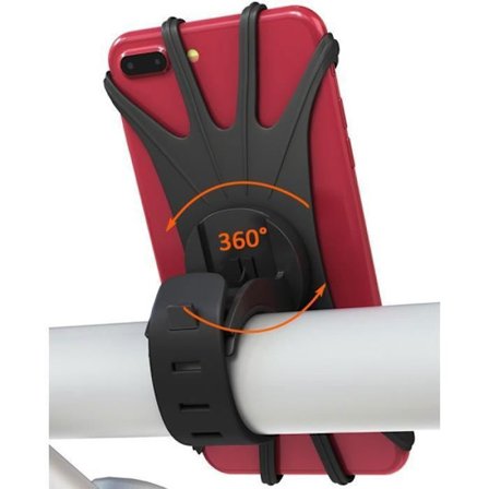 Cykel Telefonholder - Universal Silikone 360° Rotation - 4.5-6.5 Tommer Smartphones Sort (Kan anvendes på rør med en diameter på 4.5 cm eller mindre)