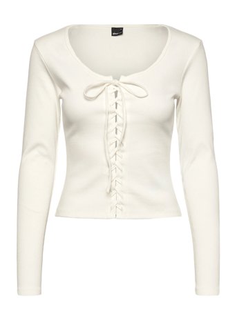 Gina Tricot Lacing Top - White - XS