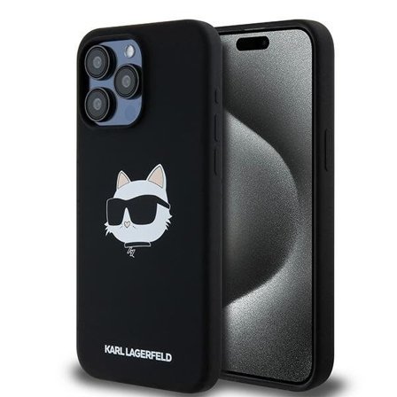 Karl Lagerfeld Choupette Head MagSafe-etui i silikone til iPhone 15 Pro - sort
