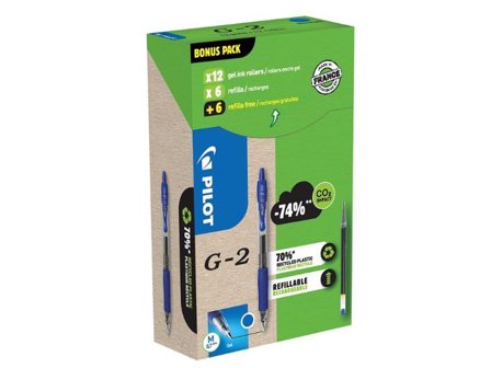 PILOT Gelpenna G2 Plus. blå 12+12/fp - Lyreco - Kontorsmaterial - Pennor - Gelpennor