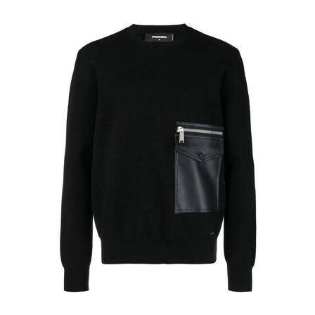 Dsquared2, Round-neck Knitwear Zwart, Heren, Maat:L