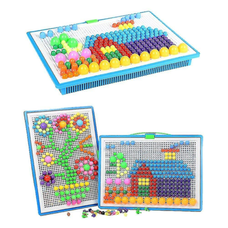 296 stk. Svampe Negle Pegboard Pædagogisk Farverigt Puslespil Byggeklodser Kreative Diy Mosaik Legetøj Til Børn Småbørn [DB]