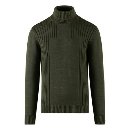 BomBoogie, Ribbed Pattern Cotton Turtleneck Groen, Heren, Maat:M