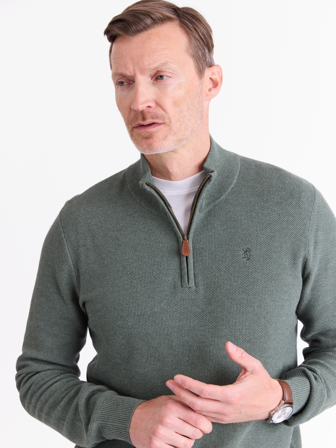 MATCH - Maddison zip genser - Redford - Str. XXL - Herre - Gensere & Cardigans - Grønn - 100% bomull