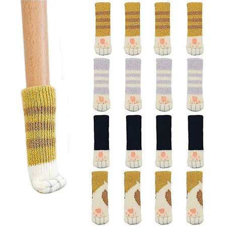16 stk. Stolsokker Bordbensbeskyttere Sød Kattepote Design