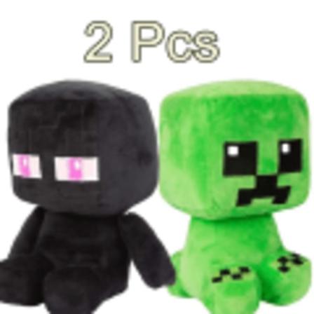 Ny Creeper + Enderman plysch gose, gr n svart, 25cm