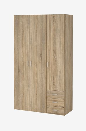 Tvilum - Plass Garderobeskap med 3 dører + 3 skuffer (200) - Pakke - Brun - Garderobeskap & klesskap - Fra Homeroom