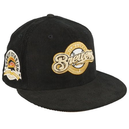 New Era - Negro fitted Gorra - Milwaukee Brewers Caramel Cord 59FIFTY Black Fitted @ Hatstore