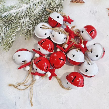 12ST Julgran Jingle Bells Hänge Dekor Ornament Present - spot sales