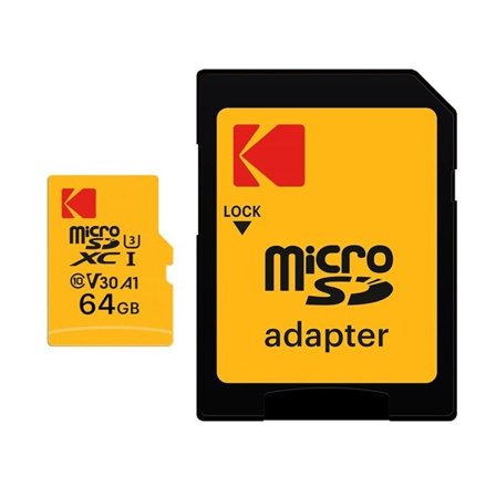 Kodak MicroSDXC 64 GB – UHS-I U3 Class 10 med SD-adapter