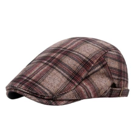 Barettihattu talvipaksutettu ruudullinen cap miehet naiset brittiläinen casual baretti taiteellinen nuorten hattu Red Adjustable