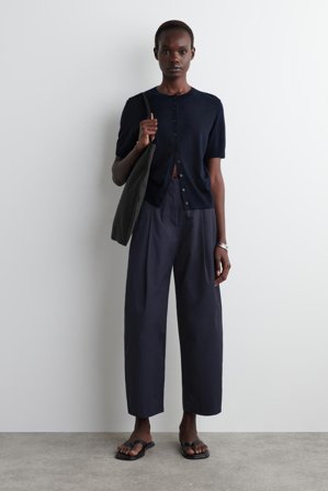 COS Women's Pleated Barrel-Leg Chinos in Blue